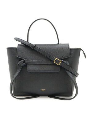 Celine Belt Bag Nano 2-Way Crossbody Leather Black Gold